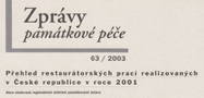 Název : Přehled restaurátorských prací realizovaných v České republice v roce 2001